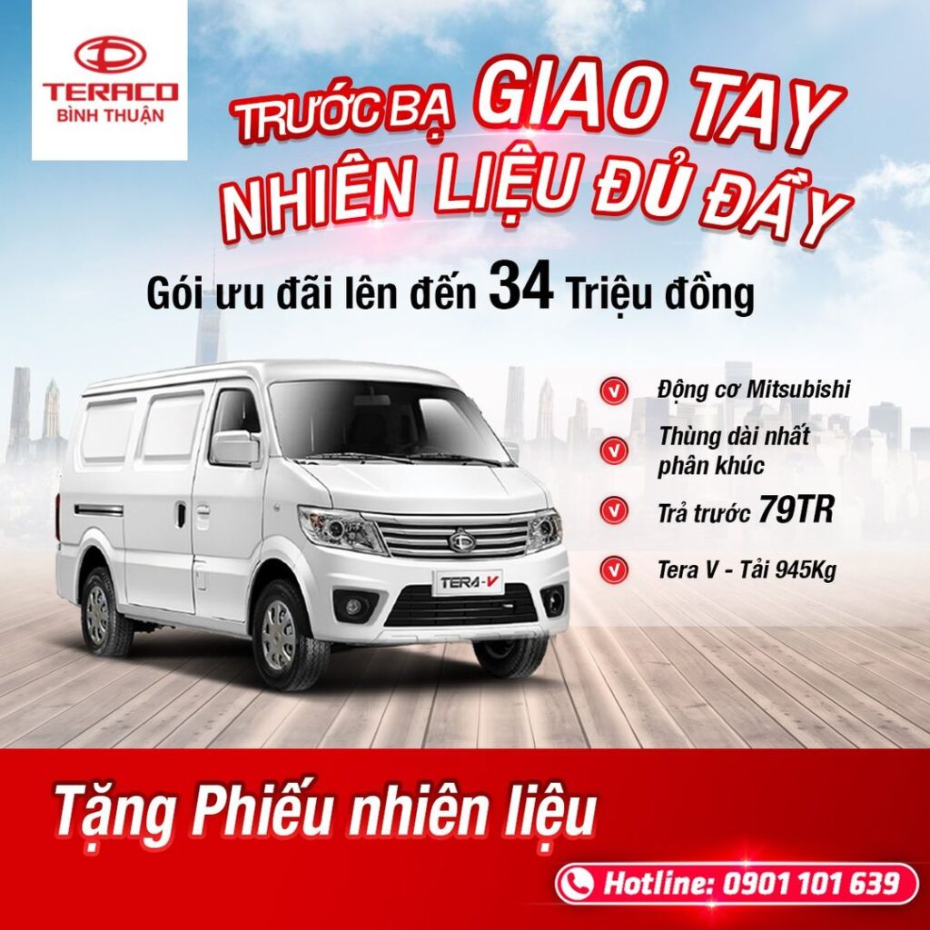 Xe tải Van 945kg mang tên Tera V tại Showroom Bình Thuận